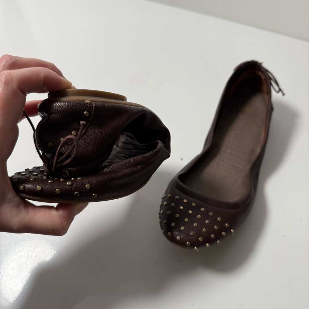 GAP Brown Studded Tie Back Ballet Style Flats - Picture 14 of 14